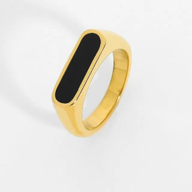 Gold-Plated Black Resin Ring for Men/Women
