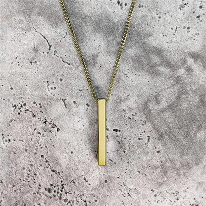 Vertical Bar Charm Necklace for Men/Women