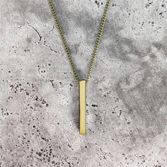 Vertical Bar Charm Necklace for Men/Women
