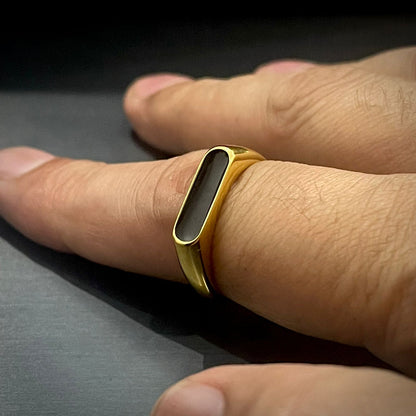 Gold-Plated Black Resin Ring for Men/Women