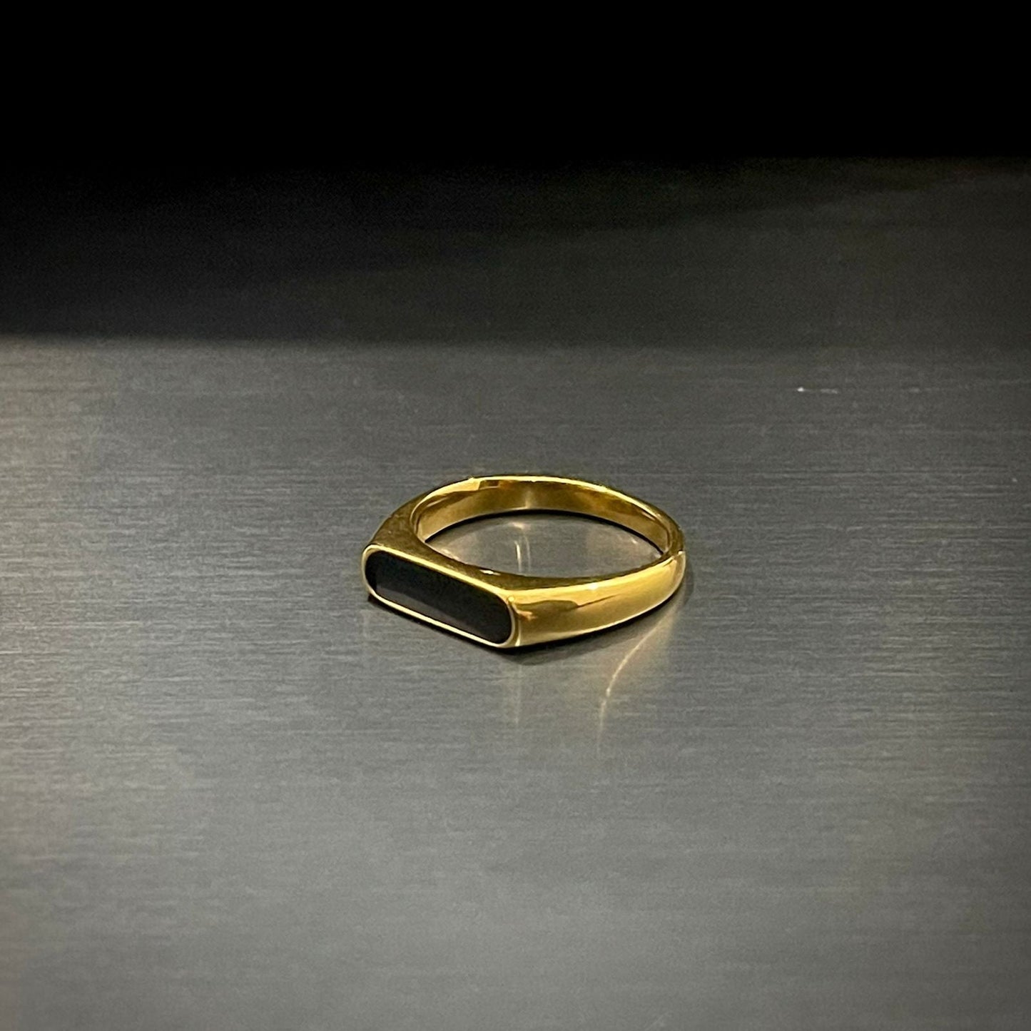 Gold-Plated Black Resin Ring for Men/Women